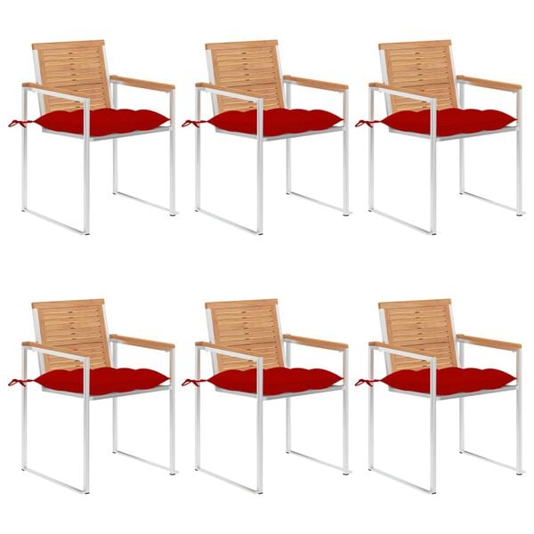 vidaXL Sillas de jard&iacute;n y cojines 6 unidades madera maciza de acacia