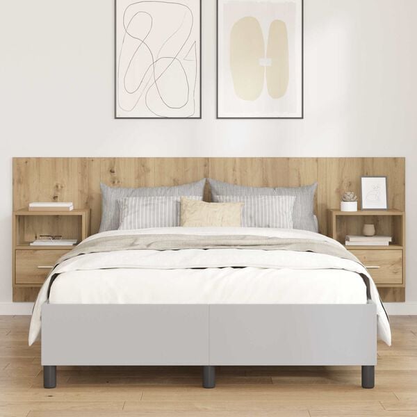 vidaXL Cabecero con Mueble 3 pcs Roble artesanal Madera de ingenier&iacute;a