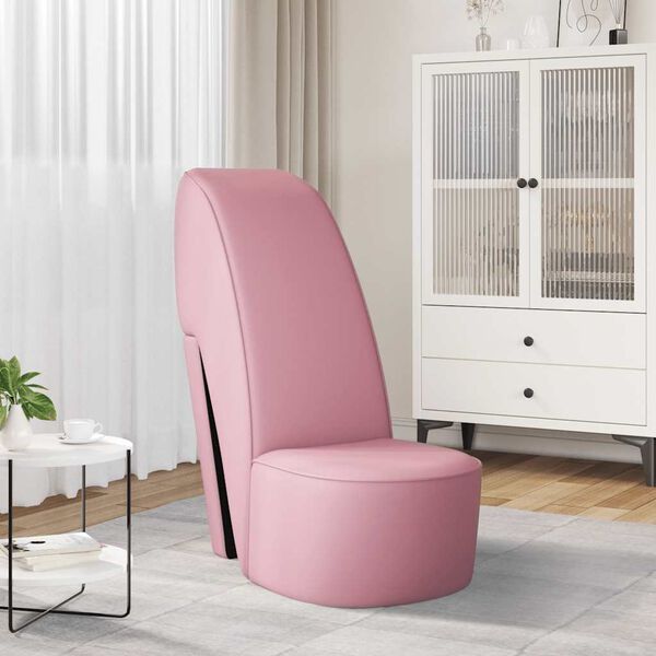 vidaXL Sillón con forma de zapato de tacón cuero sintético rosa