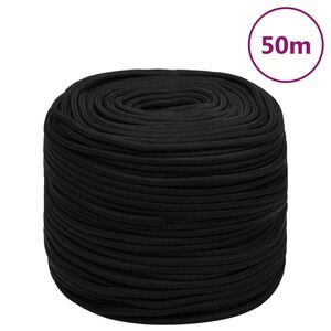 vidaXL Cuerda de trabajo poli&eacute;ster negro 6 mm 50 m