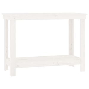 vidaXL Banco de trabajo de madera maciza de pino blanco 110x50x80 cm