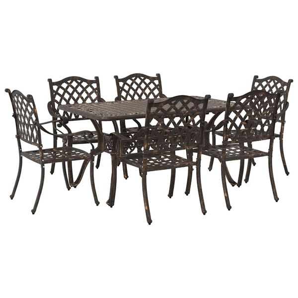 vidaXL Conjunto de Comedor de Jard&iacute;n 7 pcs Bronce Aluminio