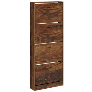 vidaXL Zapatero madera contrachapada roble ahumado 59x17x150 cm