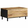 vidaXL Mesa de centro madera maciza de mango rugosa negro 80x54x40 cm