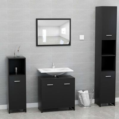 vidaXL Armario de baño madera contrachapada negro 60x33x61 cm