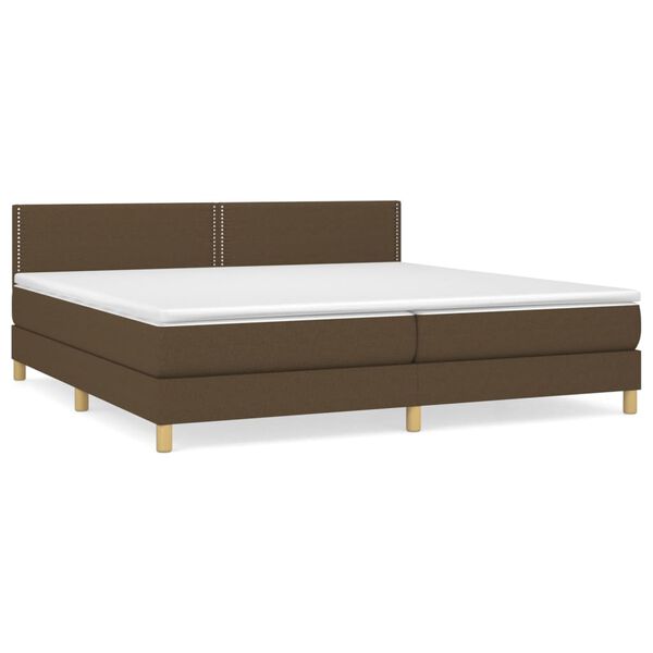 vidaXL Cama box spring con colch&oacute;n tela marr&oacute;n oscuro 200x200 cm
