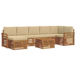 vidaXL Conjunto de sof&aacute;s de exterior con coj&iacute;n 8 pcs Natural y Beige