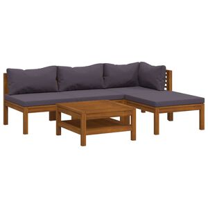 vidaXL Muebles de jard&iacute;n 5 pzas cojines madera maciza de acacia