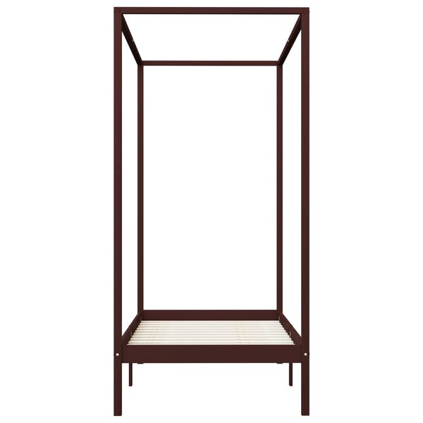 vidaXL Cama con dosel sin colchón madera maciza marrón oscuro 90x200cm