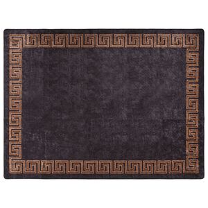 vidaXL Alfombra lavable negro y dorado 400x300 cm