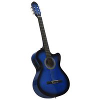 vidaXL Guitarra clásica occidental con ecualizador y 6 cuerdas azul