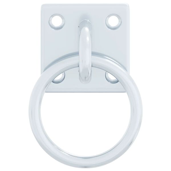 vidaXL Anillas de enganche con placas 3 unidades acero plateado