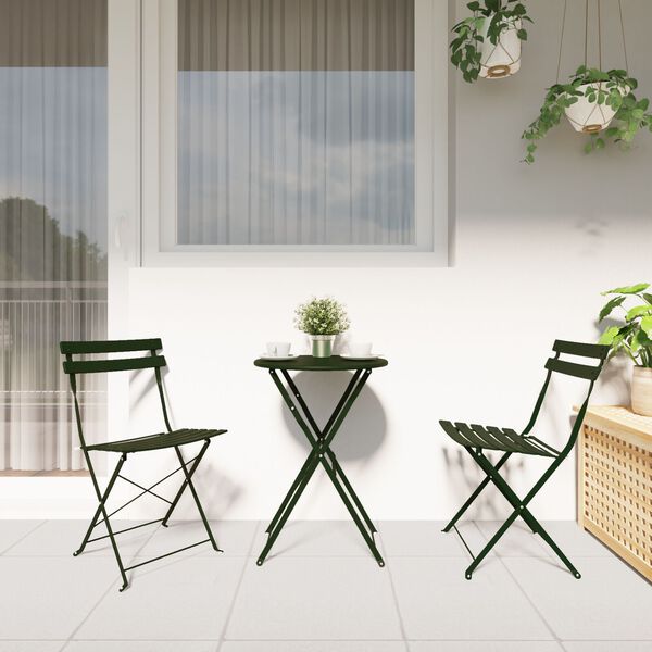 vidaXL Silla Plegable para Jardín 2 pcs Verde 42 x 46 x 82cm Acero