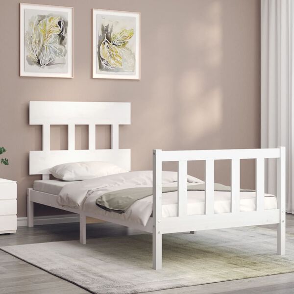 vidaXL Estructura cama sin colch&oacute;n madera maciza pino blanca 100x200cm