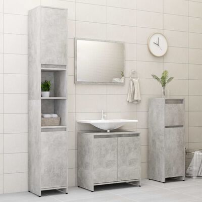 vidaXL Conjunto de muebles de baño madera contrachapada gris hormigón