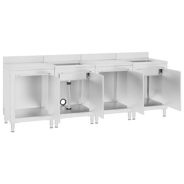 vidaXL Fregadero de cocina profesional acero inoxidable 240x60x96 cm