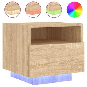 vidaXL Mesita de noche con luces LED roble Sonoma 40x39x37 cm