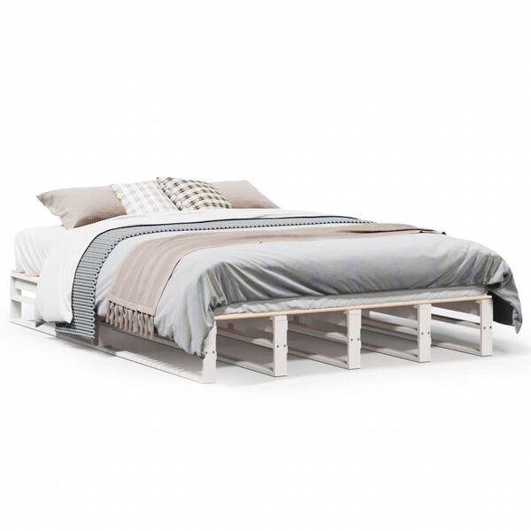 vidaXL Estructura de cama sin colch&oacute;n madera de pino blanca 140x190 cm