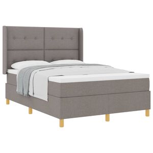 vidaXL Cama tipo Box Spring con cabecera Taup&eacute; 140 x 200 cm tela