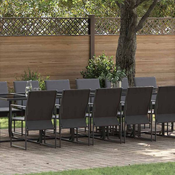vidaXL Conjunto de Comedor de Jard&iacute;n 17 pcs Negro Acero
