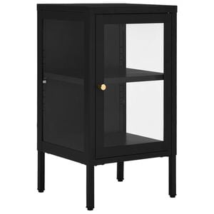 vidaXL Aparador de acero y vidrio negro 38x35x70 cm