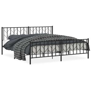 vidaXL Estructura cama sin colch&oacute;n con estribo metal negro 193x203 cm