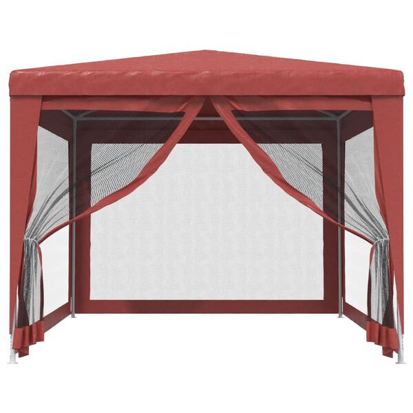 vidaXL Carpa para fiestas con 4 paredes de malla HDPE rojo 3x4 m