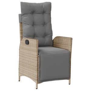 vidaXL Sill&oacute;n reclinable de jard&iacute;n con reposapi&eacute;s rat&aacute;n PE beige mixto