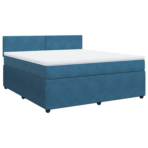 vidaXL Cama box spring con colch&oacute;n terciopelo azul 180x200 cm