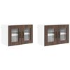 vidaXL Armario de vidrio para pared PORTO 2 uds. Roble Marr&oacute;n