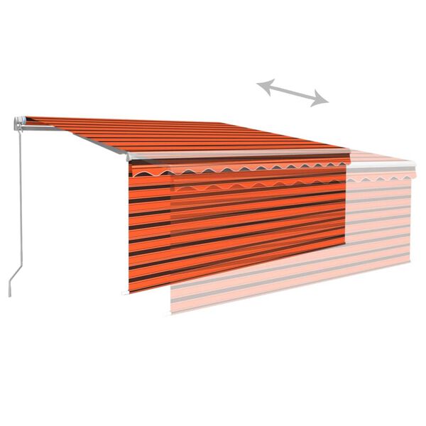 vidaXL Toldo retr&aacute;ctil manual con persiana naranja y marr&oacute;n 3x2,5 m