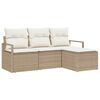 vidaXL Juego de Sof&aacute; 4 uds. Beige y Crema rat&aacute;n sint&eacute;tico