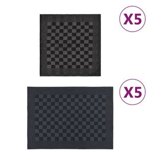 vidaXL Juego de pa&ntilde;os 10 unidades algod&oacute;n negro y gris