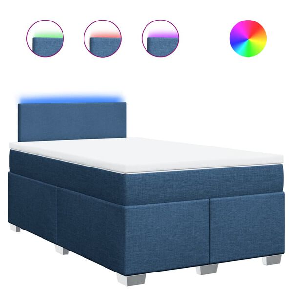vidaXL Cama box spring con colch&oacute;n tela azul 120x200 cm