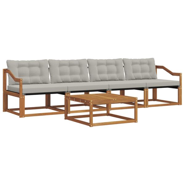 vidaXL Conjunto de sof&aacute;s de exterior 5 pcs Gris Natural y Claro