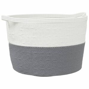 vidaXL Cesta para ropa sucia algod&oacute;n gris y blanco &Oslash;60x36 cm