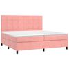 vidaXL Cama box spring colch&oacute;n y LED terciopelo rosa 200x200 cm