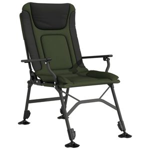 vidaXL Silla de pesca con reposabrazos plegable verde