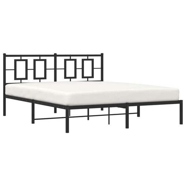 vidaXL Estructura cama sin colch&oacute;n con cabecero metal negro 150x200 cm