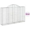 vidaXL Cestas gaviones 14 uds forma de arco hierro 200x30x120/140 cm