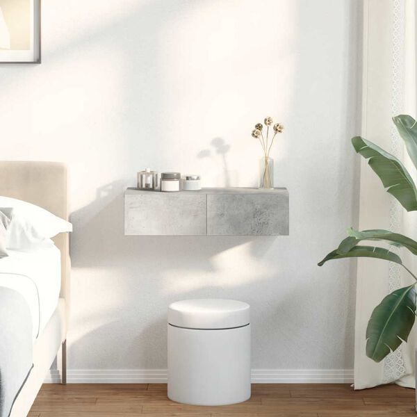 vidaXL Estante de pared con cajones madera contrachapada gris hormig&oacute;n