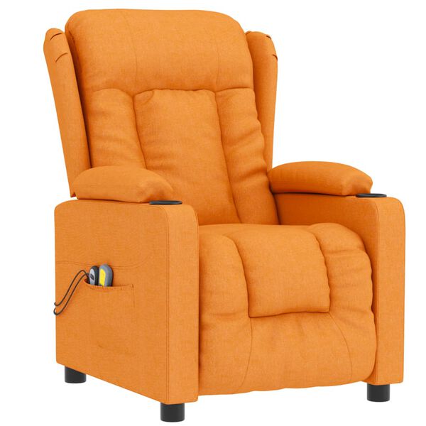 vidaXL Sill&oacute;n de masaje el&eacute;ctrico tela amarillo oscuro