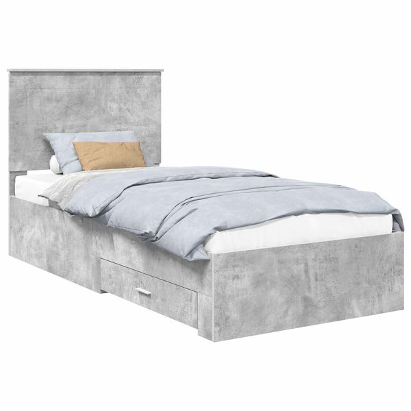 vidaXL Estructura de cama con cabecera Gris Concreto 100 x 200 cm