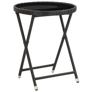 vidaXL Mesa de centro rat&aacute;n sint&eacute;tico y vidrio templado negro 60 cm