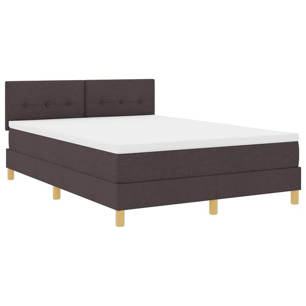 vidaXL Cama tipo Box Spring con coj&iacute;n Marr&oacute;n Oscuro 140 x 190 cm tela
