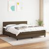 vidaXL Cama box spring con colch&oacute;n tela marr&oacute;n oscuro 160x200 cm
