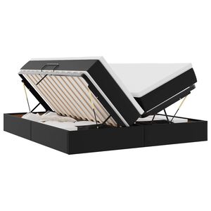 vidaXL Cama con almacenamiento y colch&oacute;n Negro 200 x 200 cm