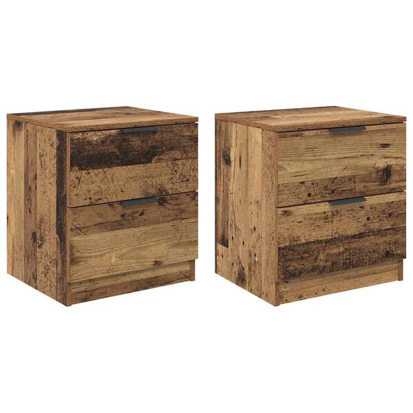 vidaXL Armario de Noche con caj&oacute;n 2 pcs Madera vieja 45 x 39 x 50cm