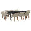 vidaXL Conjunto de Comedor de Jard&iacute;n 9 uds. Gris Claro rat&aacute;n sint&eacute;tico