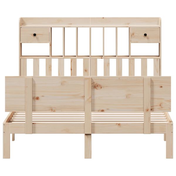 vidaXL Cama con estanter&iacute;a sin colch&oacute;n madera maciza de pino 140x190cm